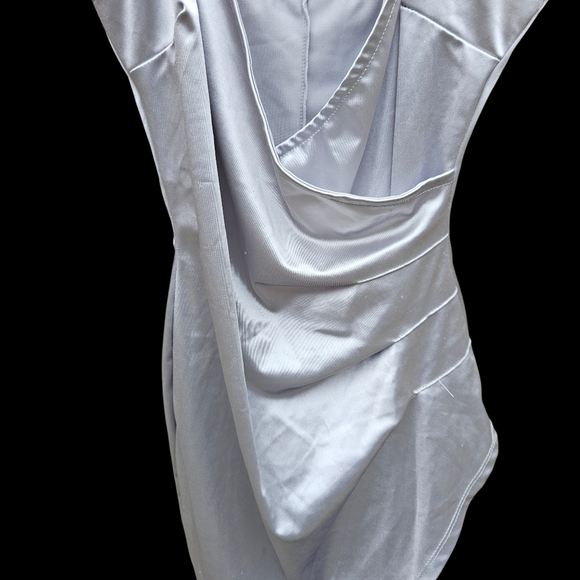 E.L.H STUDIO Elegant Silver Draped Dress Women Size S - Picture 6 of 15